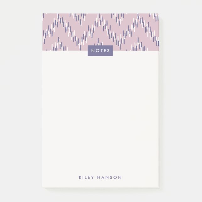 Bloco De Notas Dashing Boho Ikat Zig Zag Patterno - It - Purple (Frente)