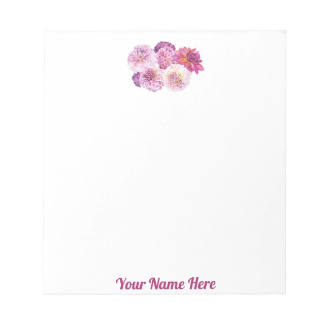 Bloco De Notas Dazzling Dahlia Personalized Notepad (Frente)