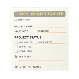 Bloco de Notas de Acompanhamento de Projetos de Cl