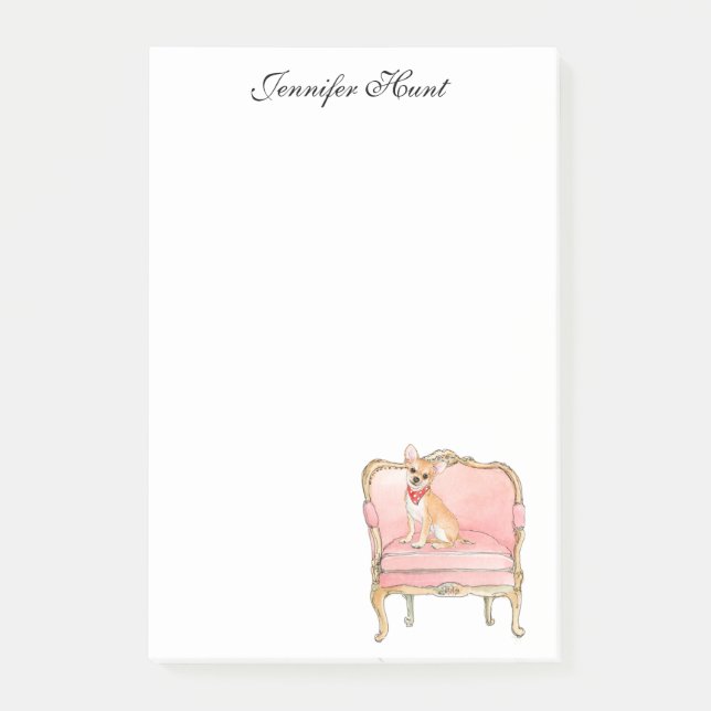 Bloco de notas de aquarela de cachorro chihuahua e (Frente)