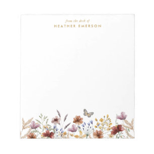 Bloco de Notas de Aquarela Floral