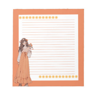 Bloco de Notas de Boho de Animação Simples Laranja
