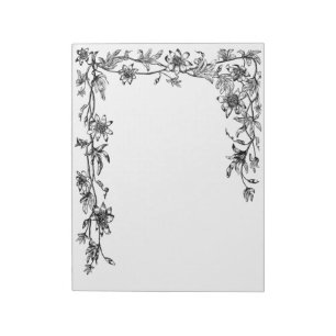 Bloco de notas de borda da vinha floral Modelo
