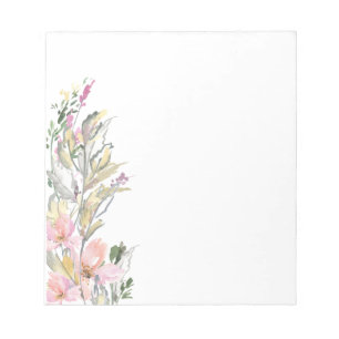 Bloco de Notas de Borda Floral de Água