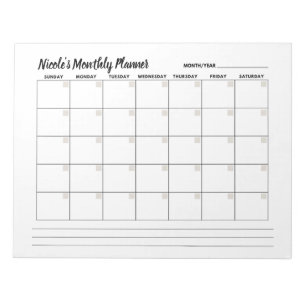 Bloco de Notas de Calendário Básico Mínimo Mensal