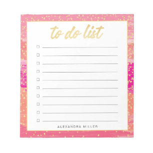 Bloco de Notas de Confetti Dourado para Lista de T