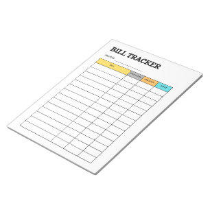Bloco de Notas de Controle de Contas Mensais
