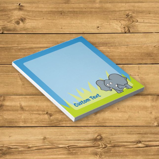 Bloco de notas de desenho animado de elefante cinz (Criador carregado)
