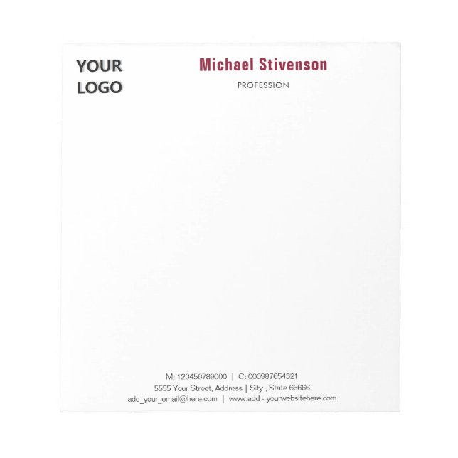 Bloco de notas de empresa personalizado Design seu (Frente)