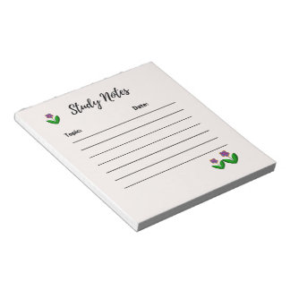 Bloco de Notas de Estudo Floral Simples