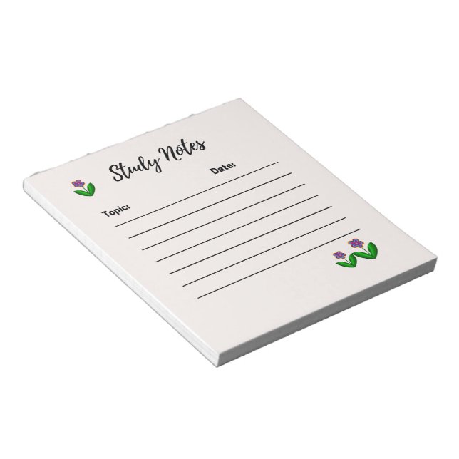 Bloco de Notas de Estudo Floral Simples (Inclinado)