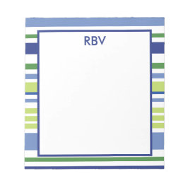 Bloco de notas de faixa azul e verde