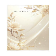 Bloco de Notas de Flores Brancas e Douradas