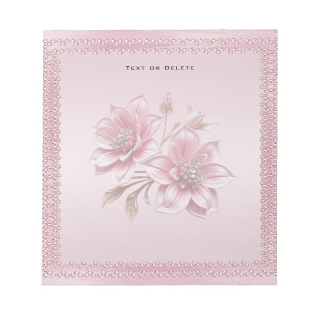 Bloco de Notas de Flores Rosa Moderno (Frente)