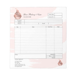 Bloco de notas de formulário de pedido de padaria 