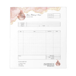 Bloco de notas de formulário de pedido de padaria 