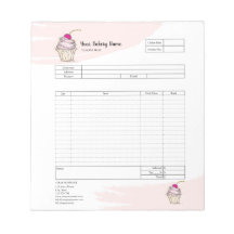 Bloco de notas de formulário de pedido de padaria 