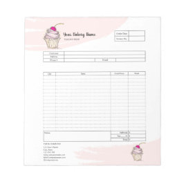 Bloco de notas de formulário de pedido de padaria 