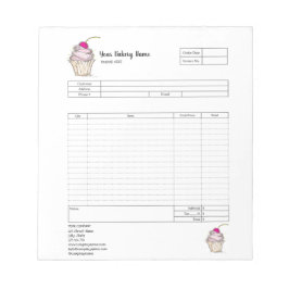 Bloco de notas de formulário de pedido de padaria 