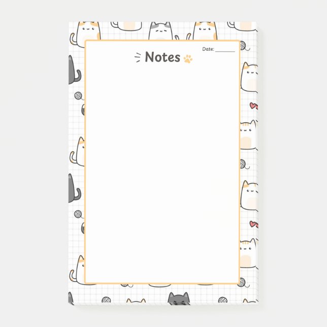 Bloco de Notas de Gato Kawaii Fofo (Frente)