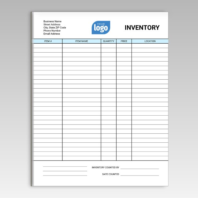 Bloco de Notas de Inventário Empresarial com Logot (Criador carregado)