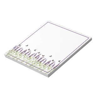 Bloco de notas de lavanda e borboletas