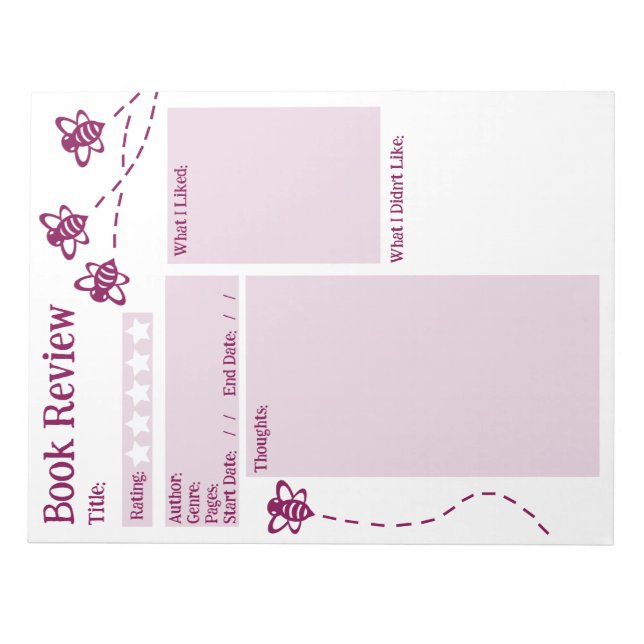 Bloco de Notas de Leitura de Revisão de Livro (Frente)