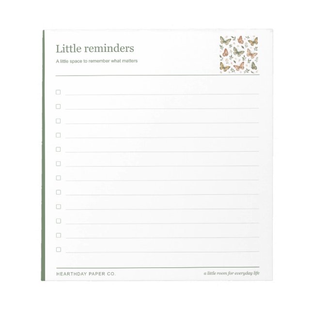 Bloco de Notas de Lembrança Asas de Jardim (Frente)