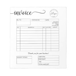 Bloco de notas de logotipo personalizado Fatura pa