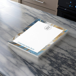 Bloco de notas de mármore dourado e azul branco