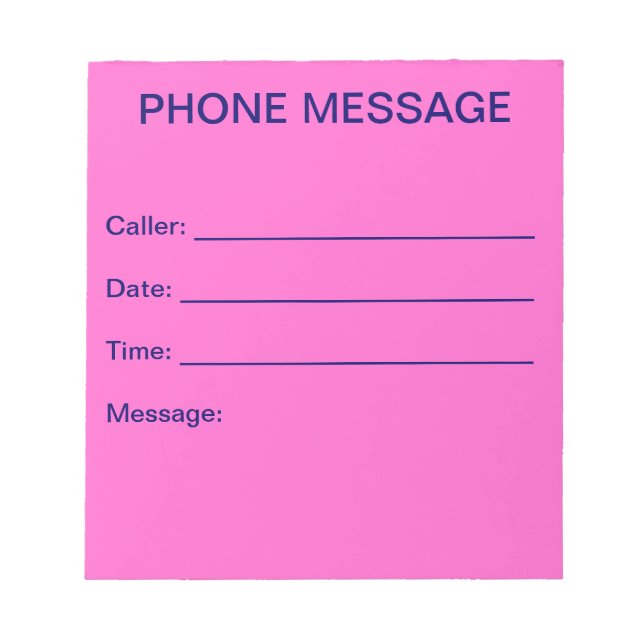 Bloco de Notas de Mensagem Telefônica (Rosa claro) (Frente)