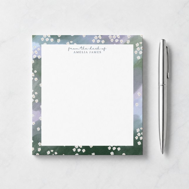 Bloco de notas de mesa floral azul e verde (Criador carregado)