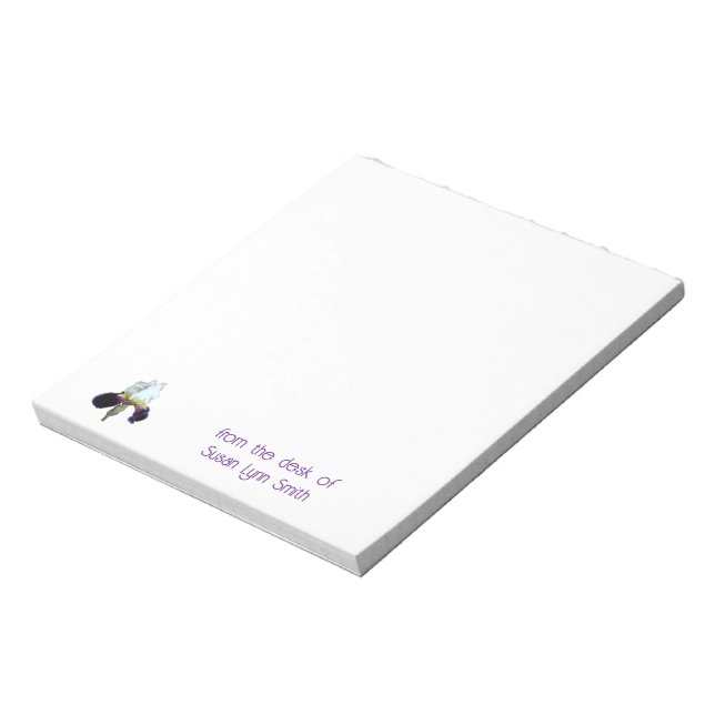 Bloco de notas de mesa Íris roxo e branco (Invertido)