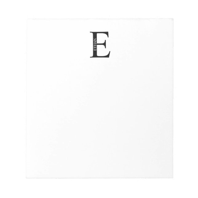 Bloco de Notas de Monograma e Nome Personalizado (Frente)