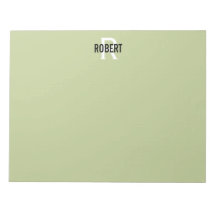 Bloco de notas de nome do monograma verde moderno