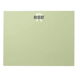 Bloco de notas de nome do monograma verde moderno