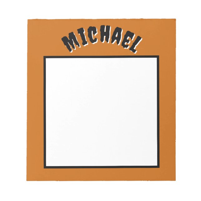 Bloco de Notas de Nome Spooky (Laranja Escuro e Pr (Frente)