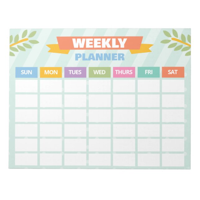 Bloco de Notas de Papel de Planejador Semanal (Frente)