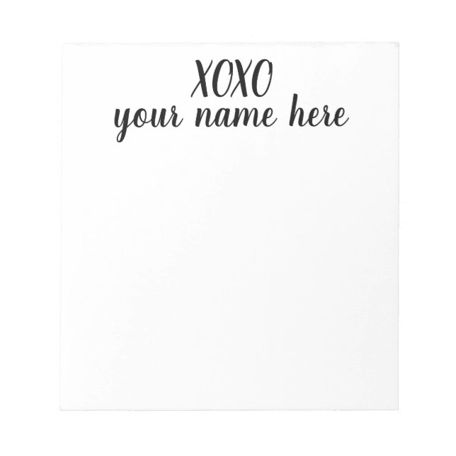 Bloco de notas de papel XOXO personalizado (Frente)