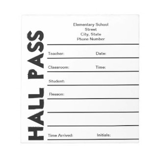 Bloco de Notas de Passagem do Hall da Escola