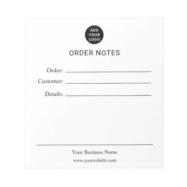 Bloco de Notas de Pedido Personalizado (Frente)