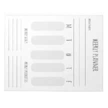 bloco de notas de planejamento semanal