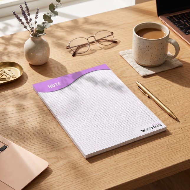 Bloco de Notas de Pontos em Grade "Aproveite as Pe (Purple Wave "Enjoy Little Things" Grid Dot Notes)