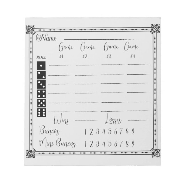 Bloco de notas de pontuação elegante bunco (Frente)