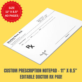 Bloco de notas de prescrição personalizado minimal