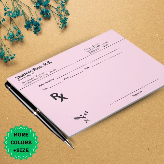 Bloco de notas de prescrição personalizado minimal (Minimalist Custom Prescription Notepad – Editable RX Pad)