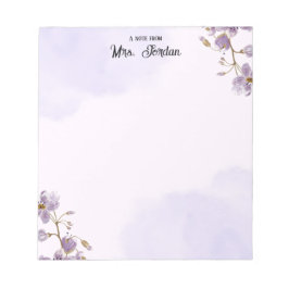 Bloco de Notas de Professora Floral Roxo