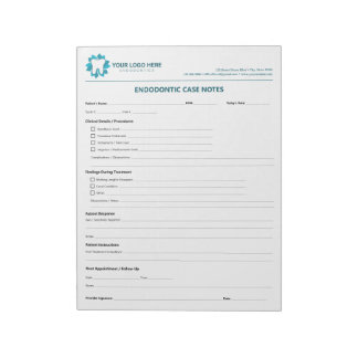 Bloco de Notas de Progresso de Tratamento Endodônt
