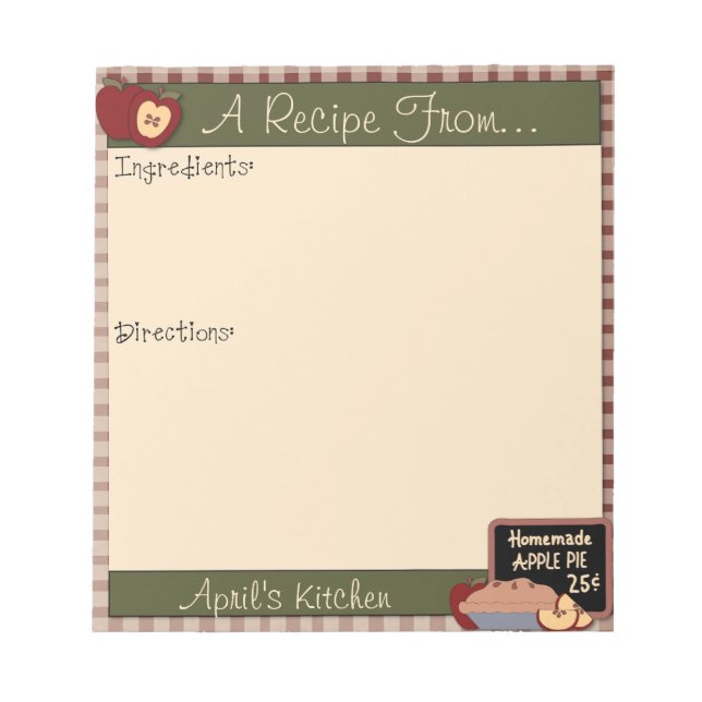 Bloco de Notas de Receita de Maçãs do País (Frente)