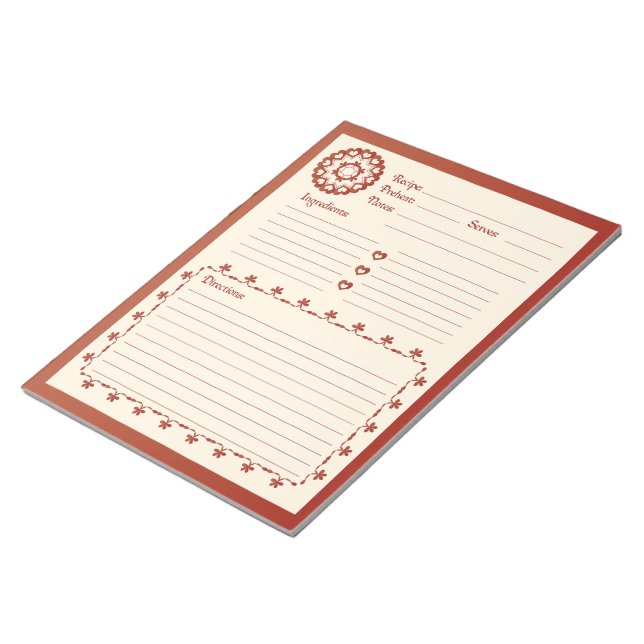 Bloco de Notas de Receitas Ligadas pelo Amor - Ver (Inclinado)